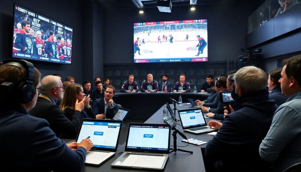 Расшифровки пресс-конференций: примеры по хоккею - иллюстрация