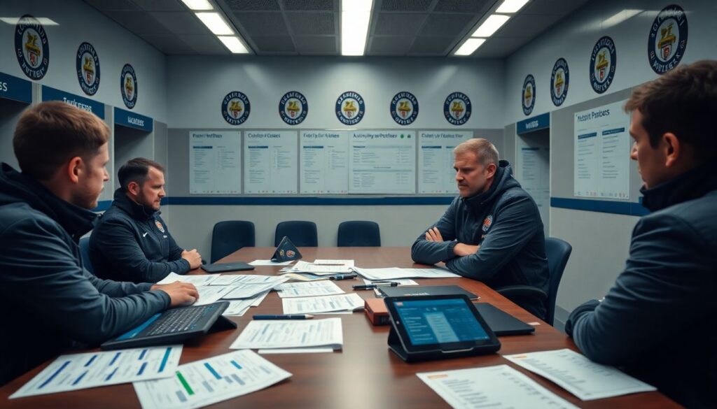 Процесс подготовки главного тренера к пресс-конференции - иллюстрация